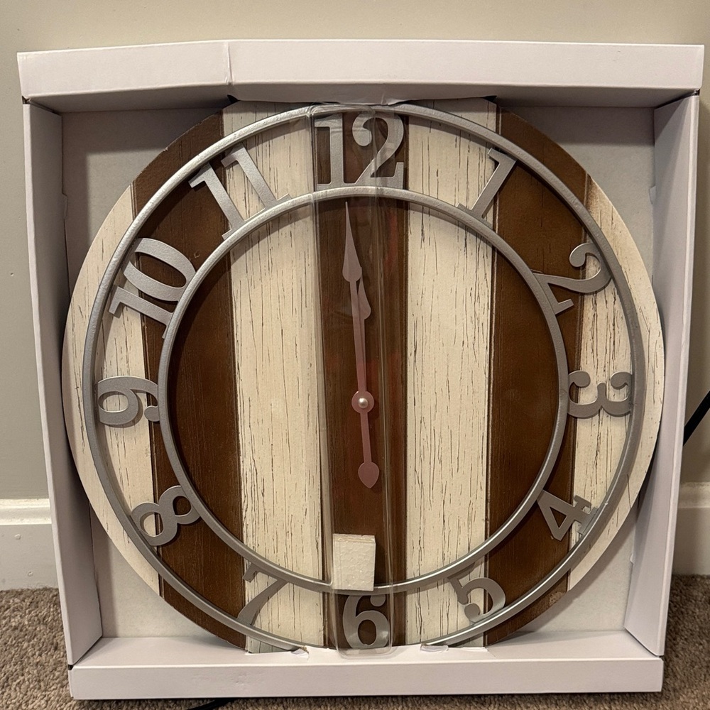 Sonoma Silver and Brown Striped Wall Clock